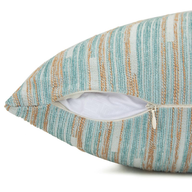 Yeiotsy Pillow Cases Blue, Pack of 2, Decorative Throw Pillow Covers Striped Bohemia Couch Cushion Covers for Sofa Home Decor (Light Blue, 18 X 18 Inches) - Image 2